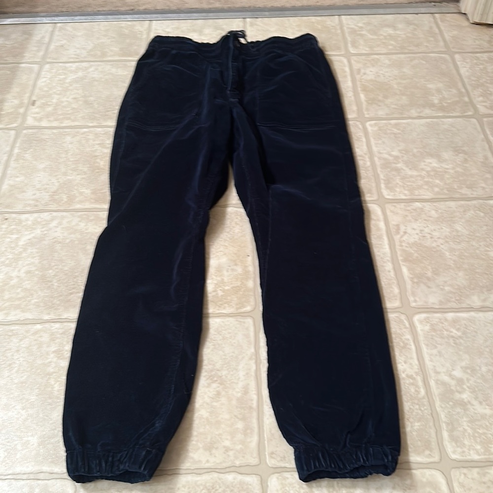 Navy blue corduroy joggers from AEO. High waisted.